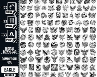 Eagle SVG Vector Clipart Bundle, Eagle Silhouette (Digital Download)