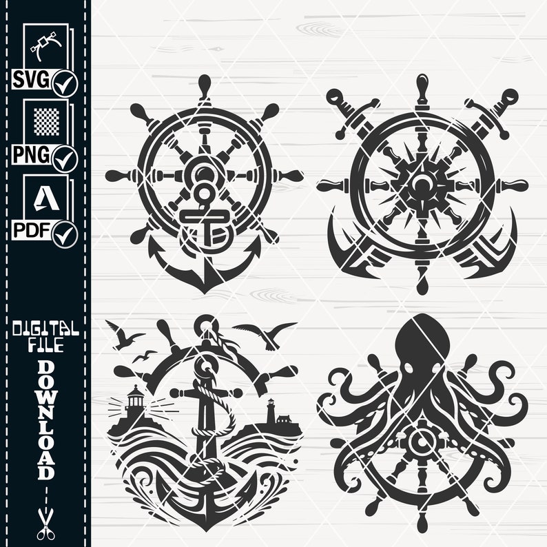 Svg Rounds Nautical Ships Wheel SVG Bundle, Nautical Vector Clipart (digital Download) - Etsy