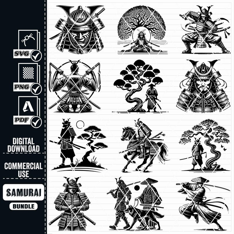 Samurai SVG Bundle, Japanese Warrior Art (digital Download) - Etsy