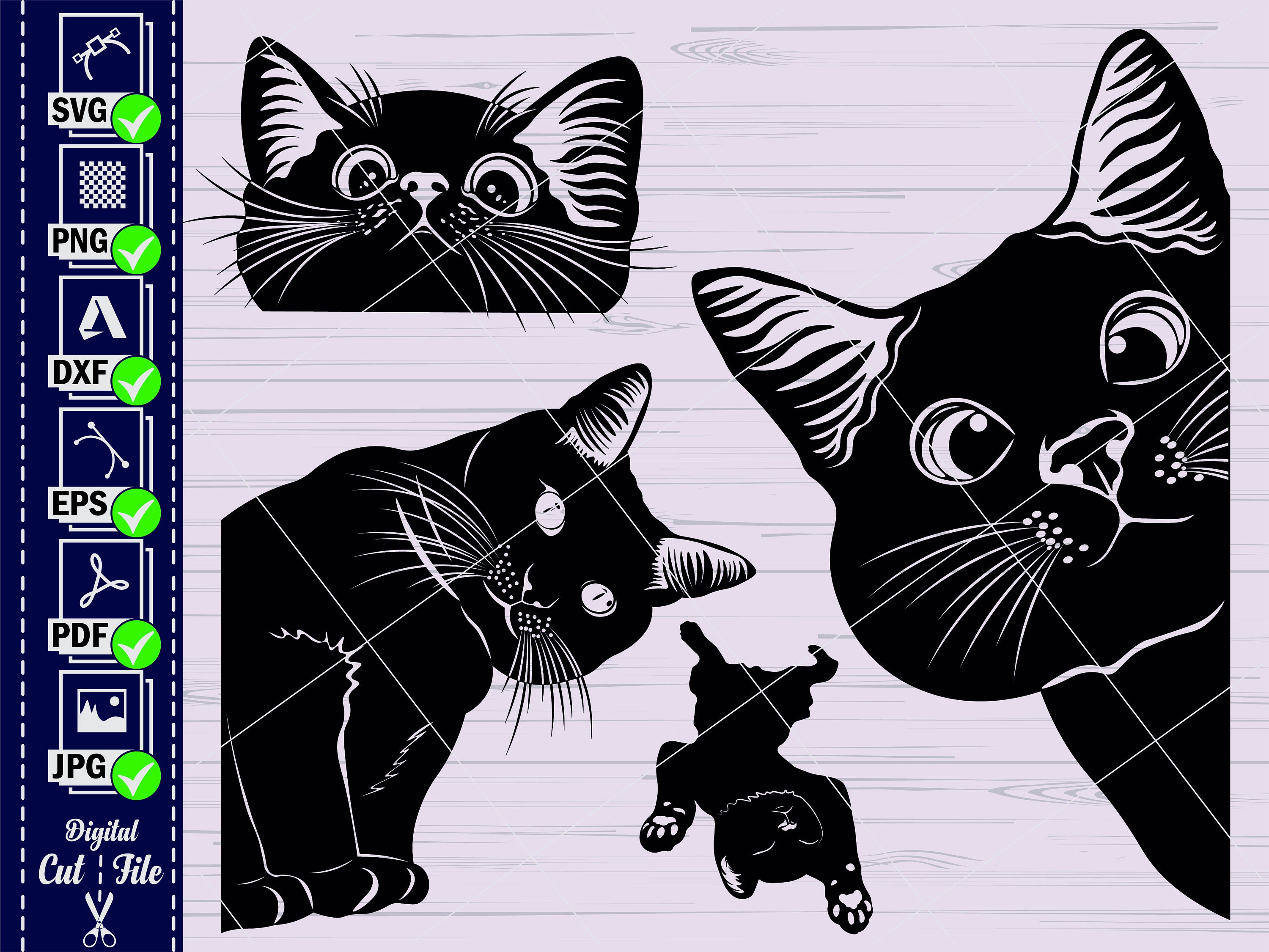 Cat SVG 2 Black Cat Svg Cute Cat Svg Peeking Cat Svg - Etsy