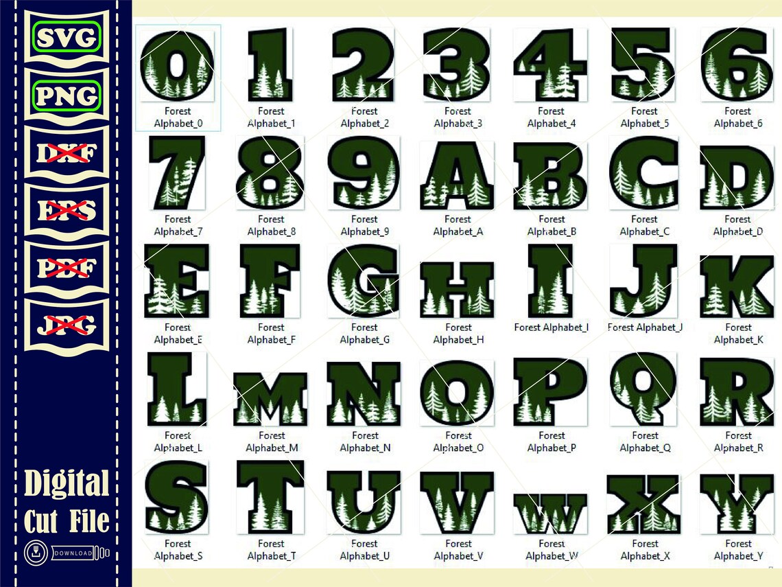 Forest Font Letters SVG Cut Files for Cricut for Silhouette | Etsy Canada