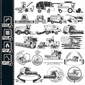 Moissonneuse-batteuse SVG, Svg ferme, moissonneuse-batteuse Svg, moissonneuse-batteuse des cliparts, combiner des fichiers pour Cricut, combiner des fichiers coupés pour la Silhouette, T-shirt vie à la ferme