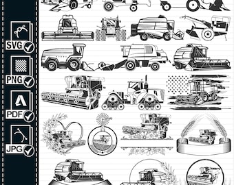 Combine Harvester SVG Bundle, Farm Clipart (Digital Files)