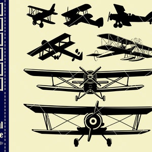 Biplan SVG 1, plan dhélice svg, vecteur biplan, monogramme Split Old Planes, fichiers Svg pour Cricut Silhouette, svg eps png, fichier de coupe Cricut image 5