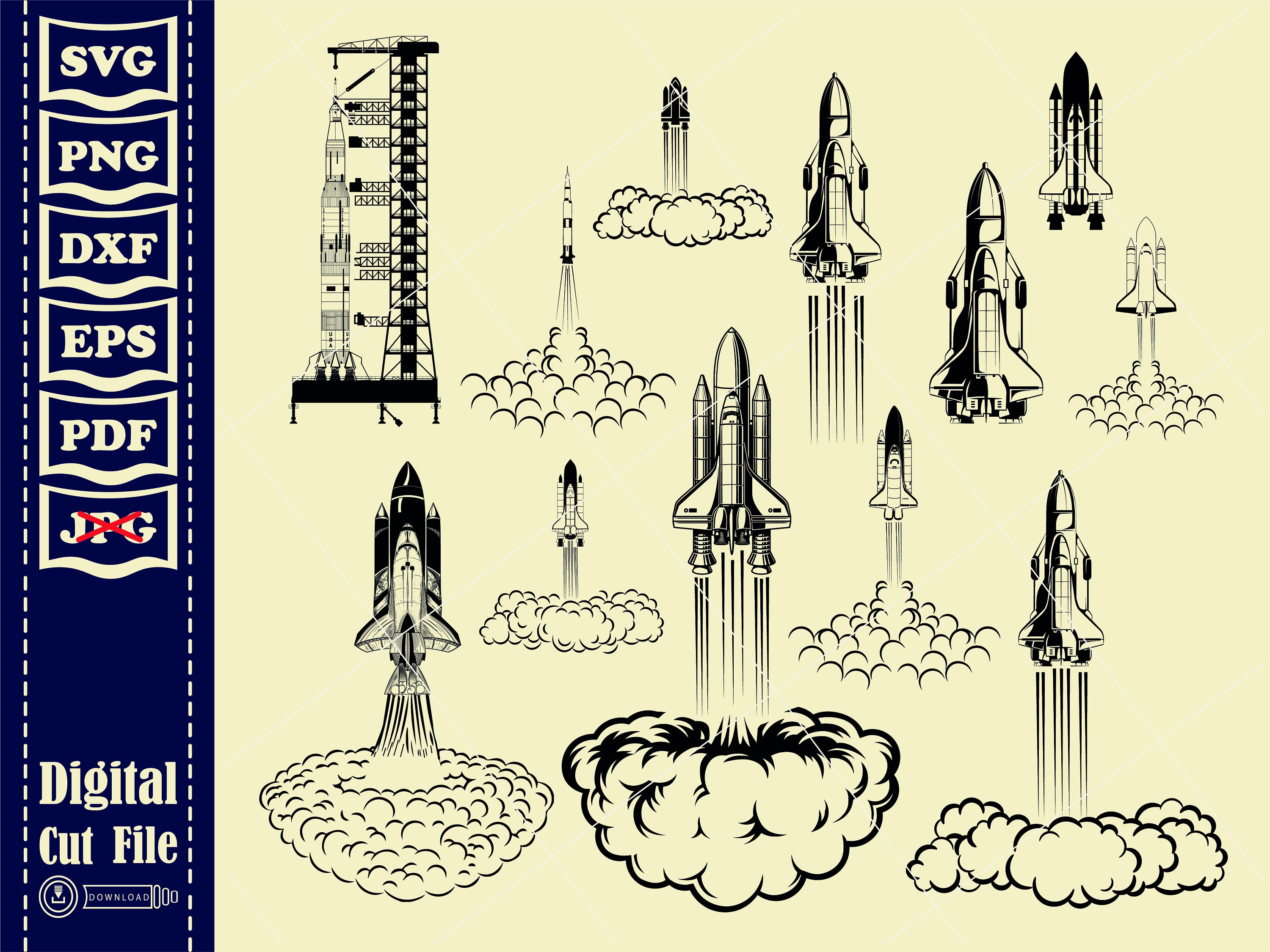 Space Rocket Launch SVG Galaxy Space SVG Bundles Rocketship | Etsy
