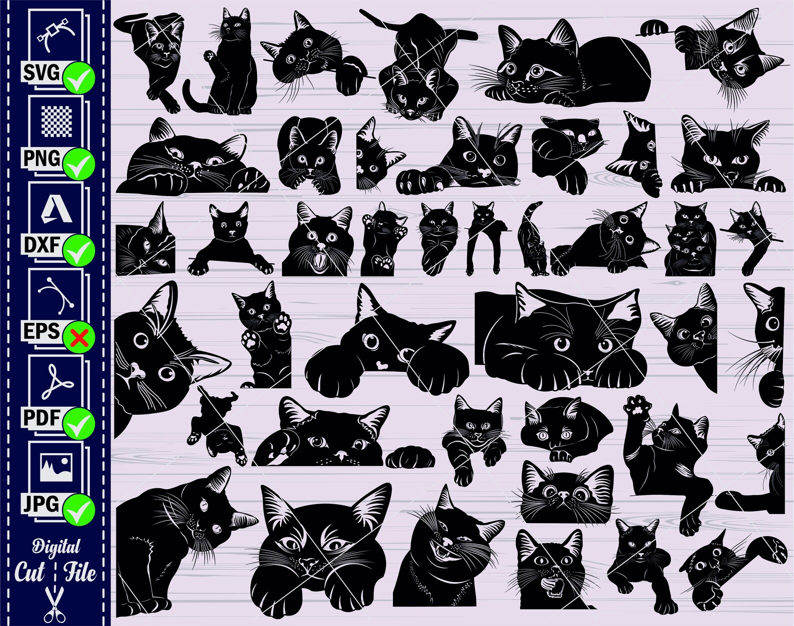 Cat SVG 1 Black Cat Svg Cute Cat Svg Peeking Cat Svg - Etsy