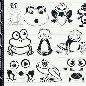 Cute Frog SVG,#2, Frogs Clipart Set Clip Art Set of Frogs, Lilypads ...