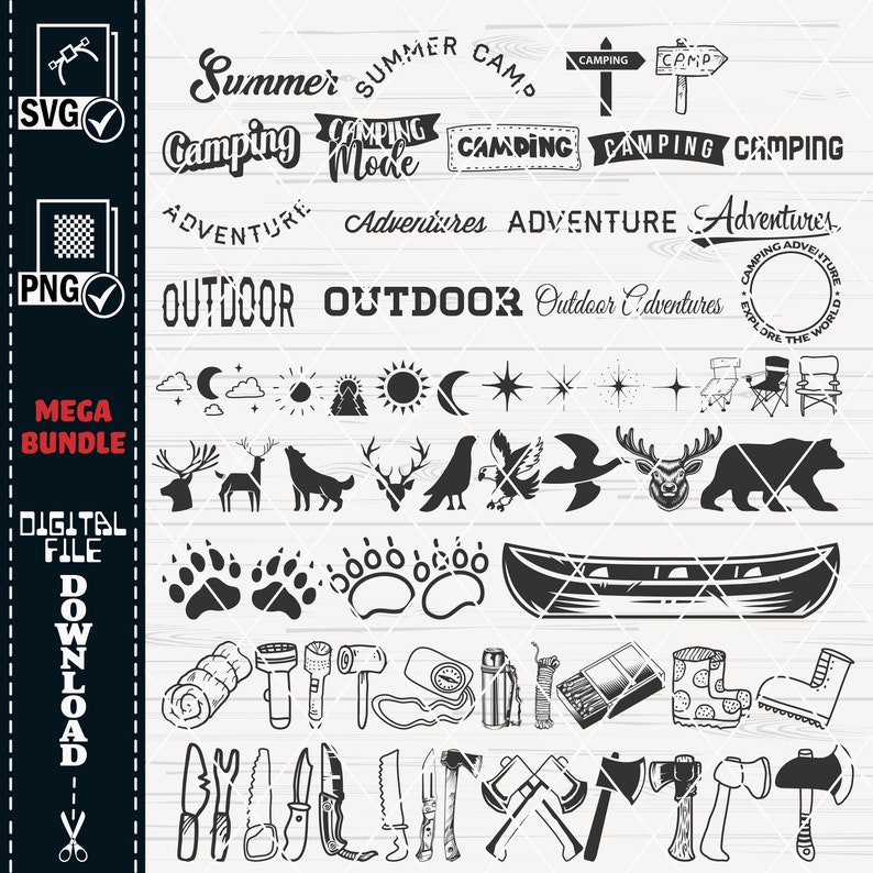 Camping SVG Clipart Mega Bundle, Campfire, Tent, RV Designs (Digital Download) image 8