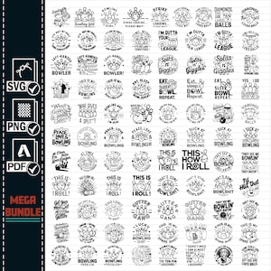 Bowling SVG Mega Bundle, Bowling Kegel SVG, Bowling Bal Clipart, Schnittdateien für Silhouette, Cricut, Bowling Vektor, SVG Png Digital
