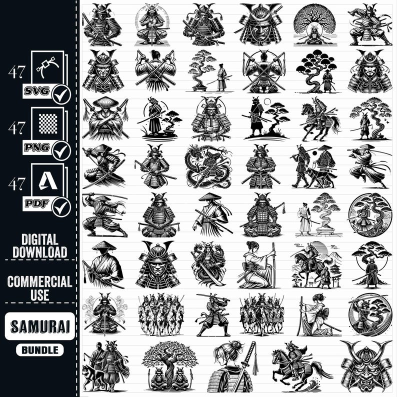 Samurai SVG Bundle, Japanese Warrior Art (digital Download) - Etsy