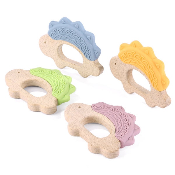 Silicone Wood Dinosaur Baby Teether