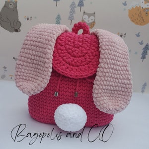 Bunny backpack for kids pdf crochet pattern