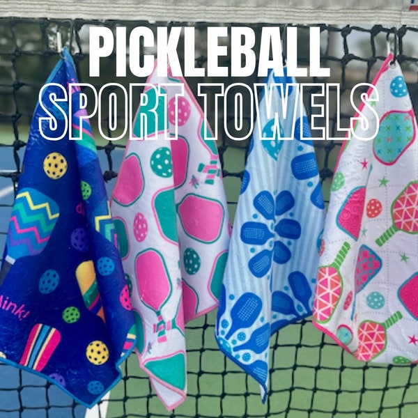 Pickleball Towel - Sports Sweat Hand Towel, Premium Dual-Fabric Pickleball Sports Towel with Carabiner Clip, Pickleball Gift