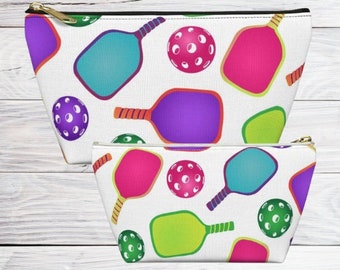 Pickleball Cosmetic Bag, Make Up Accessory Pouch, Travel Bag, Pickleball Paddle Pattern Gift for Women,  Pickleball Player Gift