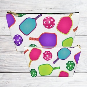 Pickleball Cosmetic Bag, Make Up Accessory Pouch, Travel Bag, Pickleball Paddle Pattern Gift for Women,  Pickleball Player Gift