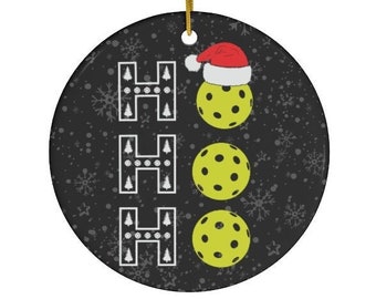 Pickleball-prydnad, Pickleball Ho Ho keramisk julprydnad för kvinnor, män, rolig Pickleball-present till Pickleball-spelare