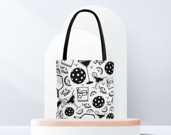 Women's Pickleball Tote Bag, Pickleball Bag, Dink and Drink Travel Tote for Women, Funny Pickleball Gift for Pickleball Player Canvas