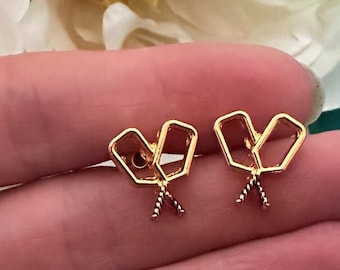Pickleball Earrings, Gold  Pickleball Paddle Stud Earrings, Pickleball Gifts for Women, Pickleball Player Presents, Pickleball Jewelry