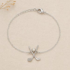 Dainty Golf Bracelet in Silver or Gold | Minimalist Golf Jewelry | Tarnish-Free Golf Lover Gift | Adjustable Chain Golf Bracelet