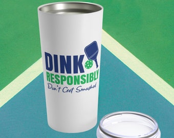 Pickleball Tumbler, Pickleball Gift, Don't Get Smashed 20oz Water Bottle, Stainless Steel Cup with Pickle Ball Design, Pickleball Travel Mug