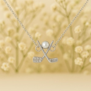 Golf Pearl Necklace – Non-Tarnish 18K Stainless Steel Pendant with Pearl | Elegant Golf Gift for Women | Hypoallergenic, PVD Durable