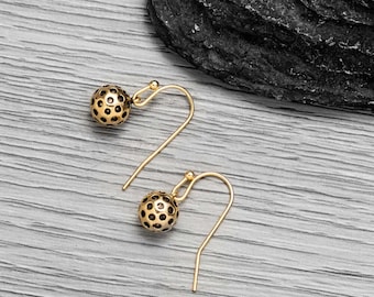 Pickleball Earrings, Gold  Pickleball Paddle Dangle Ball Earrings, Pickleball Gifts for Women, Pickleball Player Presents Pickleball Jewelry