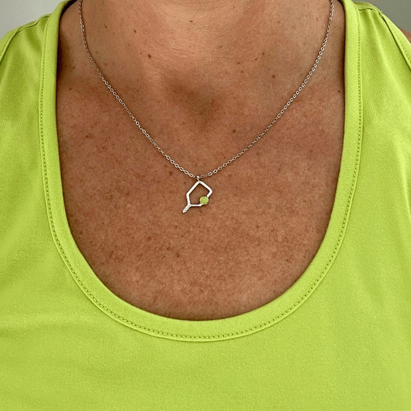 Pickleball Jewelry, Pickleball Necklace, Pickleball Paddle Pendant, Pickleball Gift for Pickleball Players, Pickleball Gifts for Women