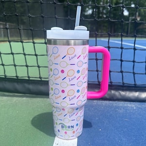 Tennis Tumbler, Womens Tennis Gift, Love 30oz Water Bottle, Stainless Steel Cup, Tennis Travel Mug, Gift for Tennis Players Tennis Team Gift