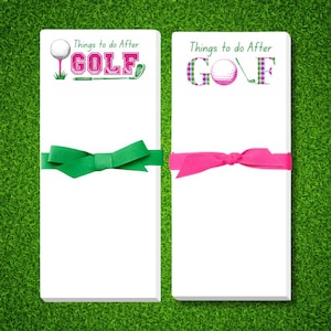 Golf Notepad – Funny “Things to Do After Golf” List Pad | 50 Sheets, Golf Gifts for Him or Her, Golfer Stationery with Green Ribbon