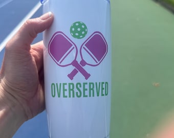 Pickleball Tumbler, Pickleball Gift, Overserved 20oz Water Bottle, Stainless Steel Cup with Pickle Ball Design,  Pickleball Travel Mug