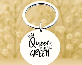 Queen of the Green Golf Keychain – Funny Stainless Steel Charm for Lady Golfers | Women’s Tournament Golf Gift, Golfer Bag Tag Accessory