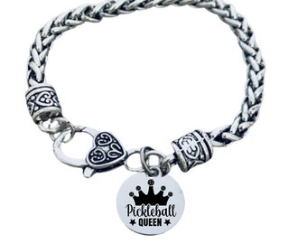 Pickleball Charm Bracelet, Customized Pickleball Paddle Jewelry for Women, Womens Pickleball Gifts, Pickleball Player Gift