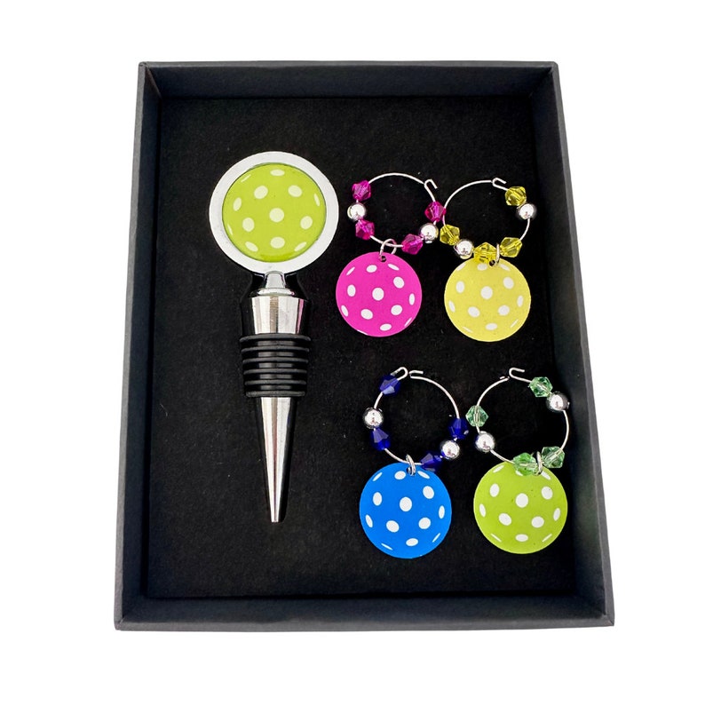 Born to Rally Pickleball Wine Stopper and Charms - Thumbnail 4