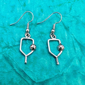 Pickleball Earrings, Pickleball Jewelry, Pickleball Gift for Women, Paddle Charm Dangle Earrings, Pickleball Player Gift, Mom, Grandma