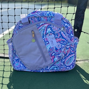 Pickleball bag, purple pickleball tote, pickle ball gift, pickleball bag for women, pickleball bag with fence hook, mom pickleball