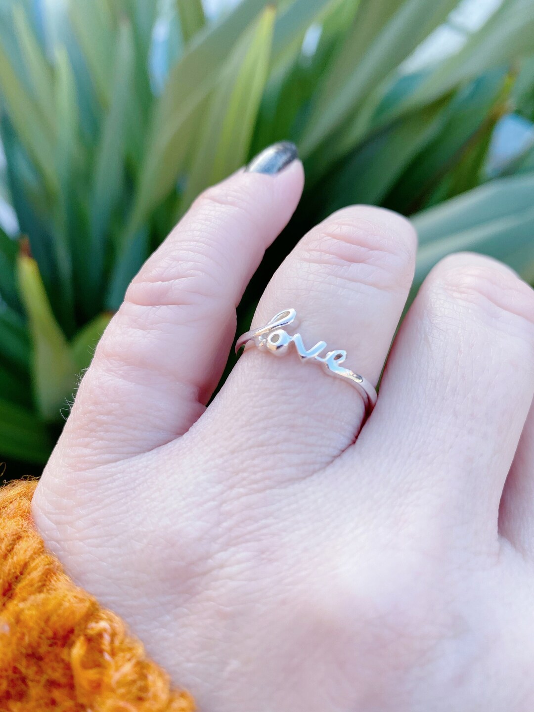 Sterling Silver Love Ring Handwriting Ring Romantic Gifts Etsy