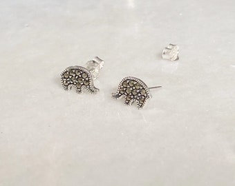 Marcasite Elephant Stud Earrings, 925 Sterling Silver stud earrings, Silver animal studs, Letterbox Gift,  Elephant Jewellery