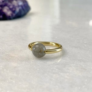 Labradorite Gold Thumb Ring | Simple Gold gemstone Ring | 14k Gold Plated Sterling Silver | Letterbox Gift Idea