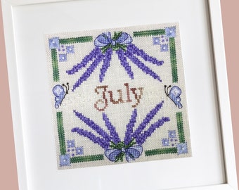 Anthea Calendar • July cross-stitch PDF pattern