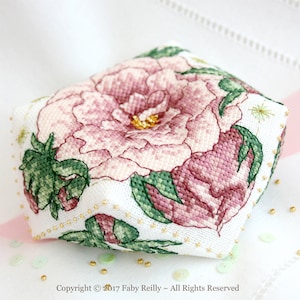 Peony Biscornu • cross-stitch PDF pattern