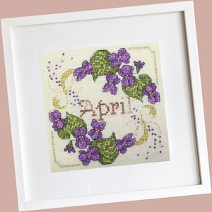 Anthea Calendar • April cross-stitch PDF pattern