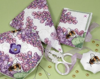 Lilac Stitching Set • cross-stitch PDF pattern