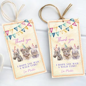 Safari Editable Thank You Tags Calling All Party Animals Jungle Party Favors Animal Party Decorations Instant Digital Download Template