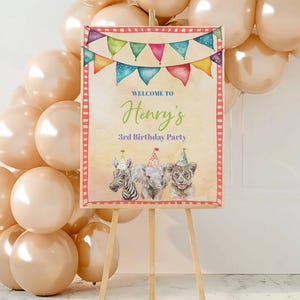Jungle Safari Theme Birthday Sign Editable Safari Birthday Welcome Sign Safari Party Welcome Poster Animal Theme Party Instant Download