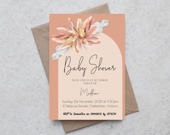 Tropical Floral Baby Shower Invitation | Editable Baby Shower Invite | Printable Baby Shower Invitation | Baby Shower Invitation Template |