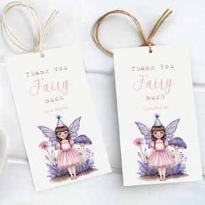 Fairy Birthday Favor Tag, Fairy Party thank you tag, Fairy Party Favors Tag, Whimsical girl birthday, Printable Gift Tag, Digital Download