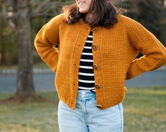 Sheller bicolor tweed knit cardigan オレンジ Helisandre | Premium Knit Cardigan – Clark & Campbell Toronto