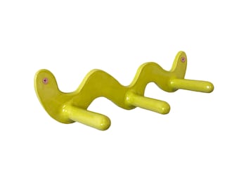 Neon Chartreuse Wiggle Ceramic Wall Hook