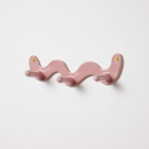 Pink Wiggle Ceramic Wall Hook image 1