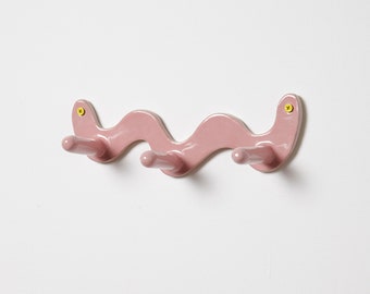 Pink Wiggle Ceramic Wall Hook